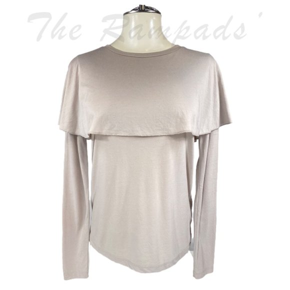 Zara Nude/Taupe Long-sleeve Layer Shirt Size Small - Picture 1 of 6
